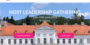 Screenshot der Webseite zum Host Leadership Gathering 2023 Wien, mit Ansicht der Front des Schlosses Miller-Aichholz.