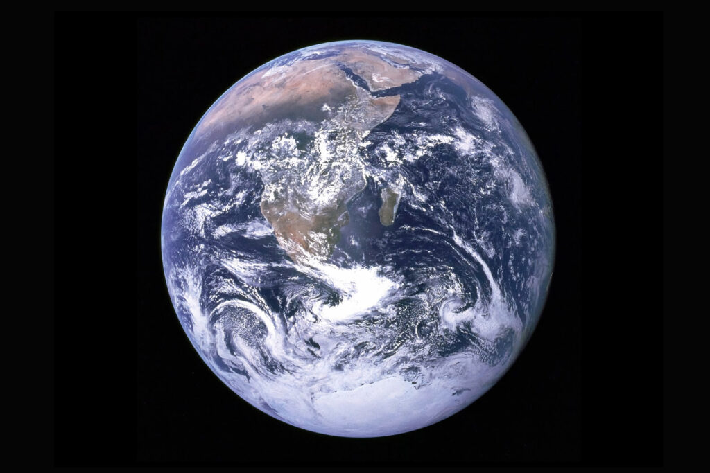 Earth globe as seen from space, the famous "Blue Marble" photograph